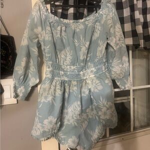 American Eagle Outfitters Light Blue Floral womens Romper